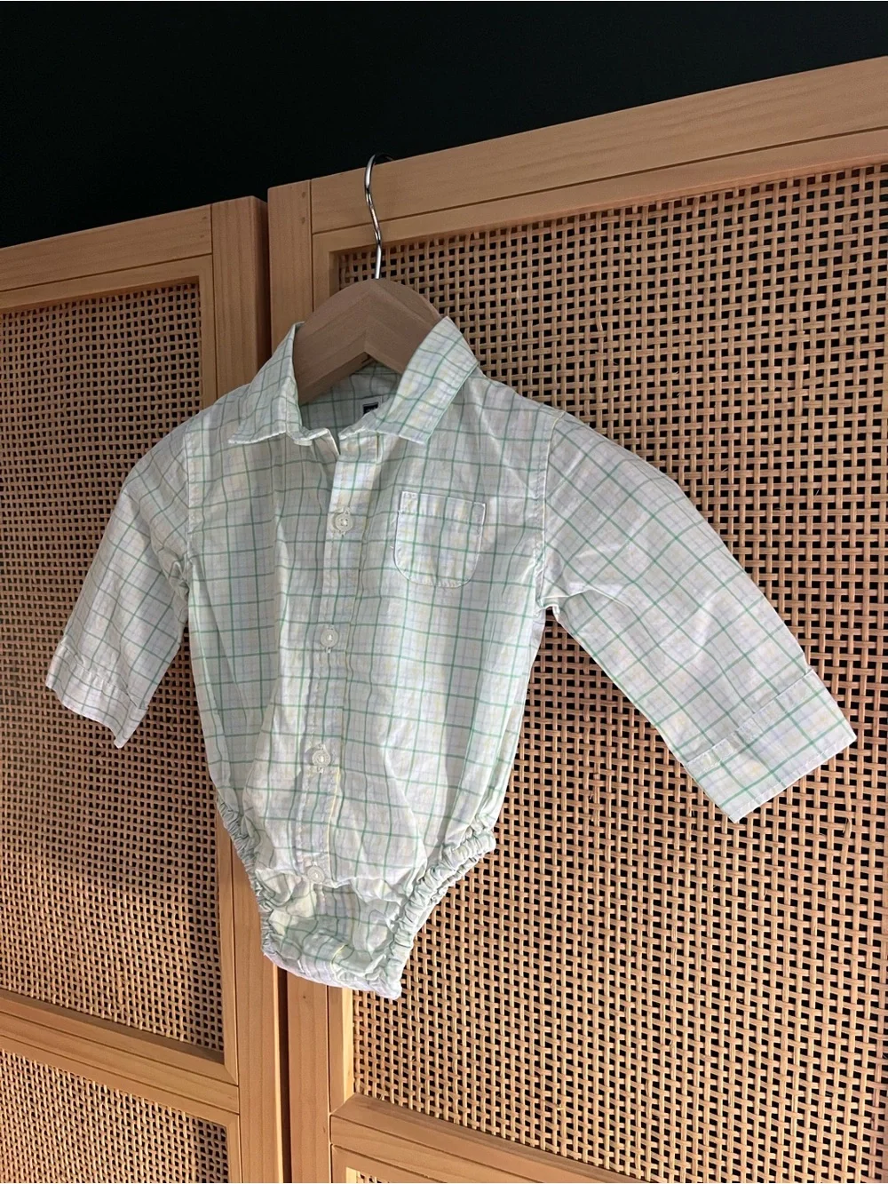 Janie and Jack Green Plaid Button-Front Bodysuit 3-6M